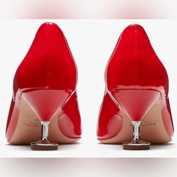Kate Spade garnish patent kitten-heel pumps Red SZ 7.5 - Picture 12 of 13